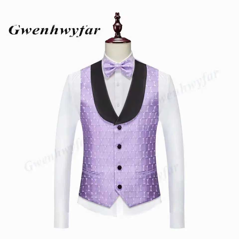 Gwenhwyfar Latest Vest Design 2026 Slim Fit Italian Tuxedo Double Breasted Men Suits Vest for Groom Groomsmen Prom Party
