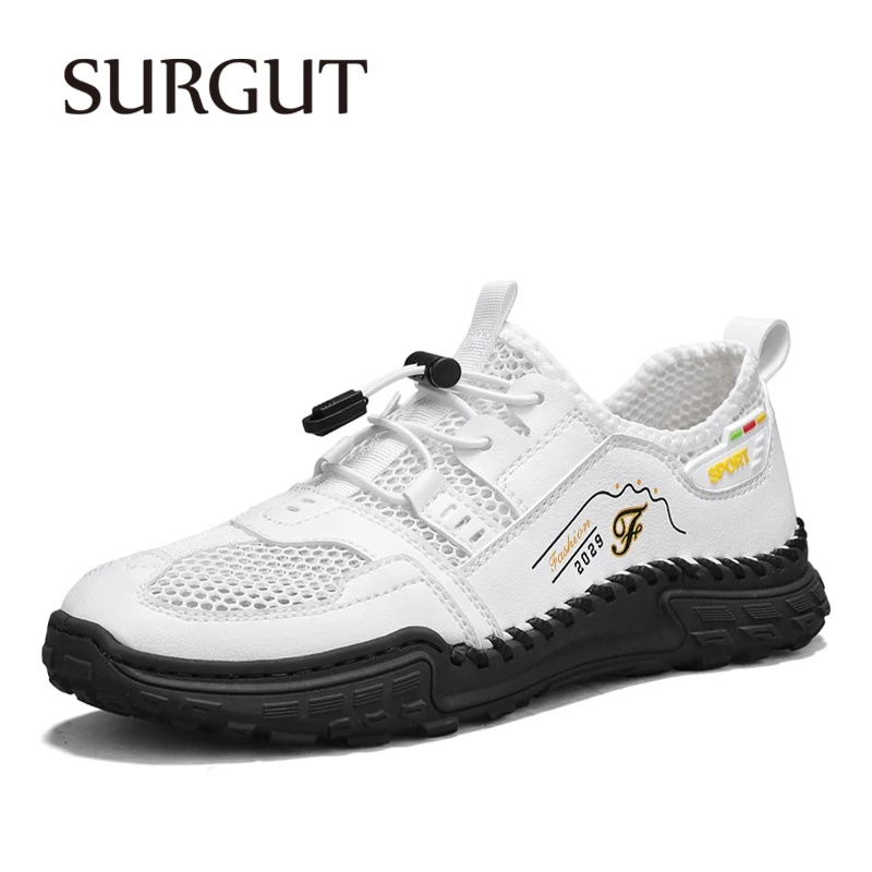 SURGUT Summer Casual Men's Shoes Mesh Upper Rubber Outsole Lightweight Anti-Slip Daily Fashion Footwear Big Size 38-48