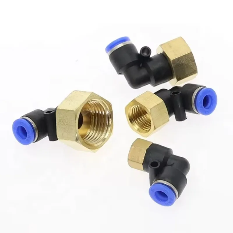 PLF Series White Black Blue Cap Pneumatic Quick Coupling Female Thread Elbow Connector Tube air Push in High Quality Fitting