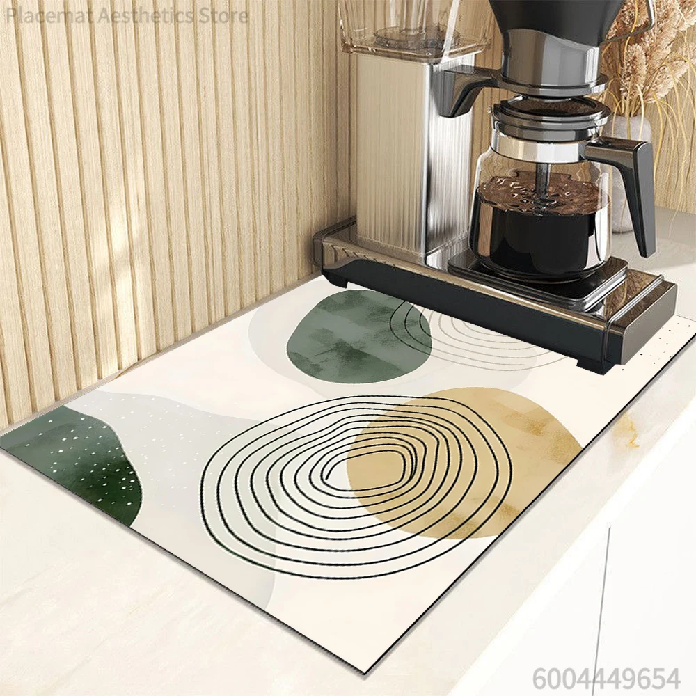 Modern Abstract Geometric Absorbent Dish Drying Mat Decor Multi-Functional Kitchen Counter Dining Table Coffee Machine Pad