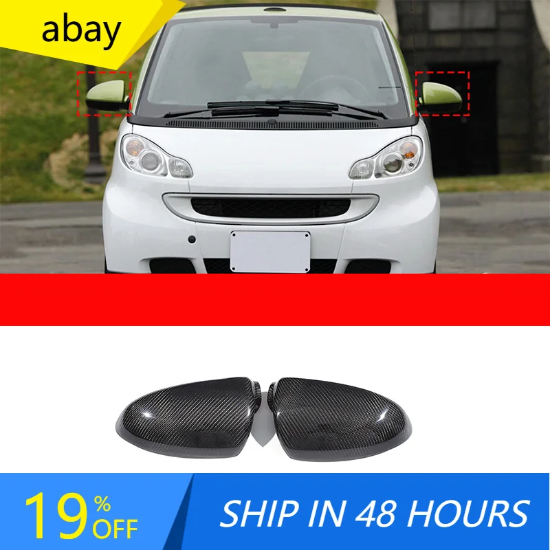 Rearview Mirror Cover Wing Mirror Cap Trim Sticker High Quality Real Carbon Fiber For Mercedes-Benz Smart Fortwo W451 2009-2014