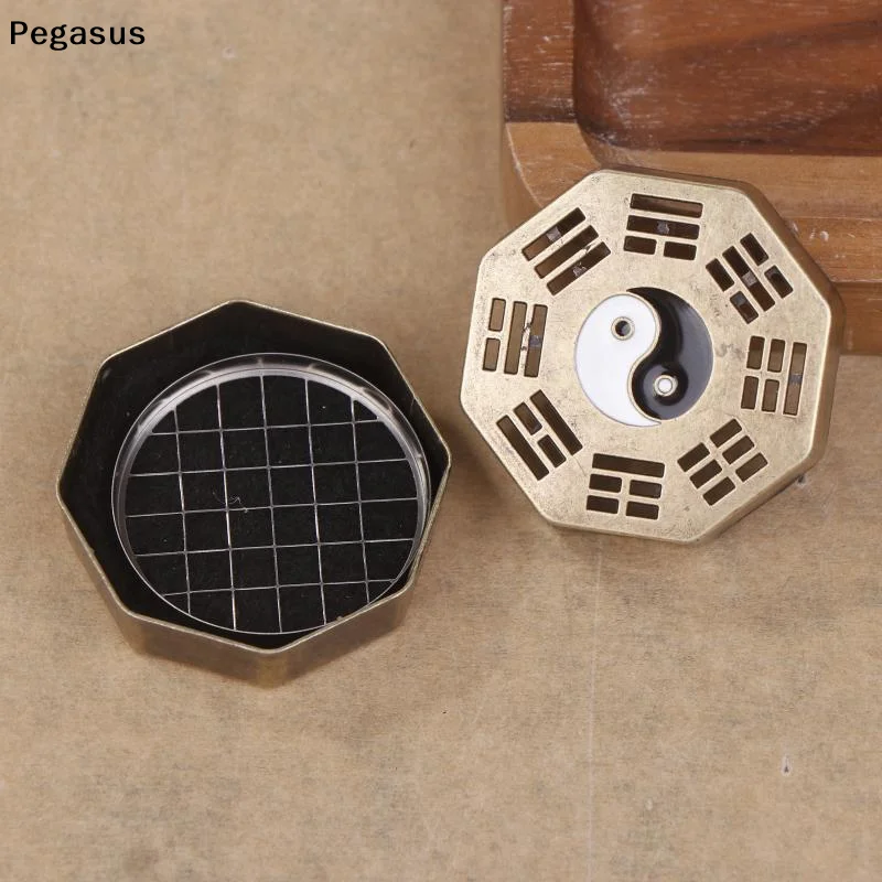 [S]The Eight Diagrams Sandalwood Incense Stove Copper Alloy Mini Incense Stove With Stainless Steel Incense Holder Incense Pan