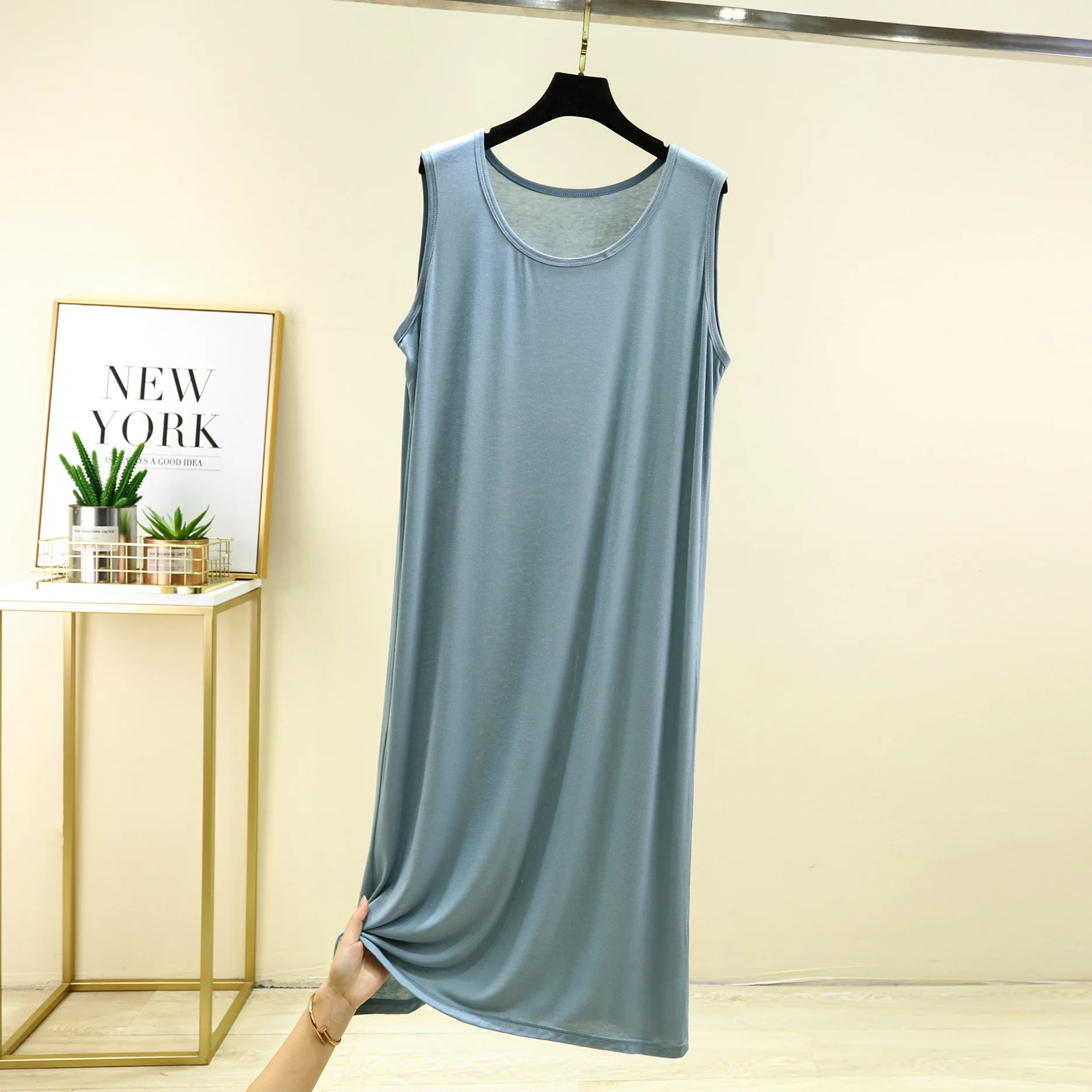 Modal Sleeveless Pajamas Vest Skirt Summer Night Dress Women Thin Loose Nightdress Home Dress Soft Solid Colour Nightgowns