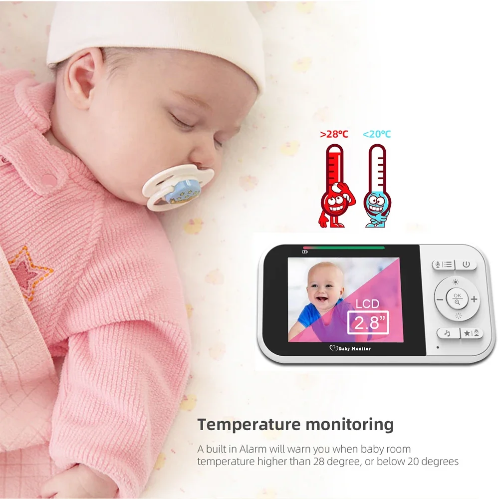 Baby Monitor Vídeo Sem Fio, Câmera de Segurança, Visão Noturna, Babá, Babá, 2 Way Audio Talk, 2,8 "LCD, SP218, 2.4G