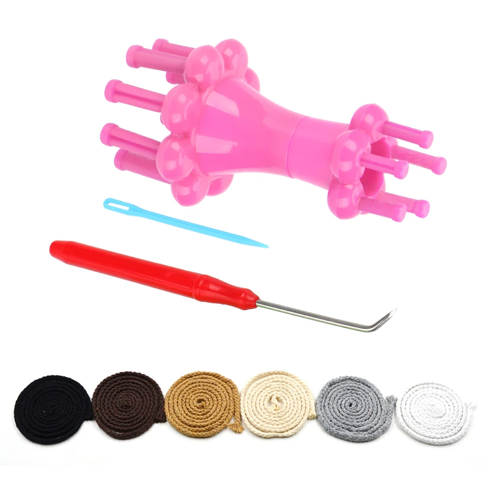 Diy ferramenta de tecelagem tricô boneca cabeça dupla alternativa flor organizador carretel tear lã corda artesanato ferramentas 1 conjunto