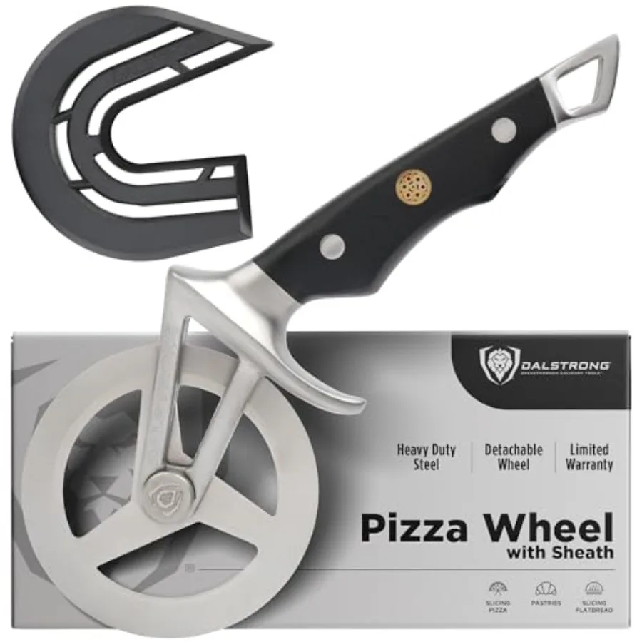 

Pizza Cutter Wheel - High-Carbon Heavy-Duty Stainless Steel - G10 Handle - Easy Cleaning Best Pizza Knife Slice - Thumb Guard P
