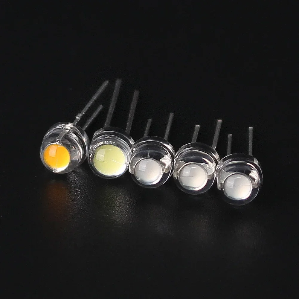 50pcs/set 5MM F5 Straw Hat LED Diode Super Bright 5mm Emitting Light Diodes Blue Green Red Yellow White for DIY Electronic Kit