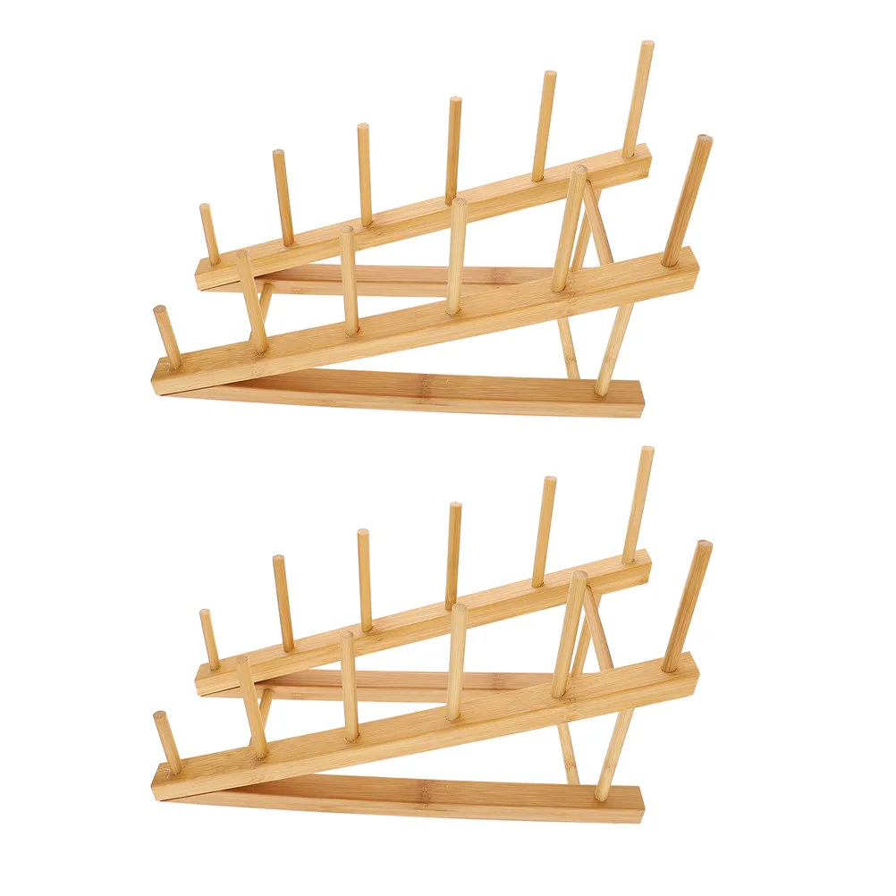 2Pcs Wooden Multi-Layer Display Shelf Elegant 5 Tier Stand Desktop Organizer for Books Artworks Photos Records Magazines