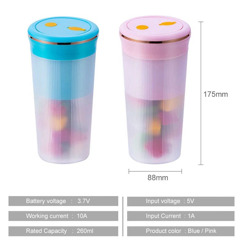 USB เครื่องคั้นน้ำผลไม้ไร้สาย6เครื่องตัด Juicer แบบพกพาไฟฟ้าผลไม้สำหรับเครื่องอาหาร Maker น้ำผลไม้ Extractor