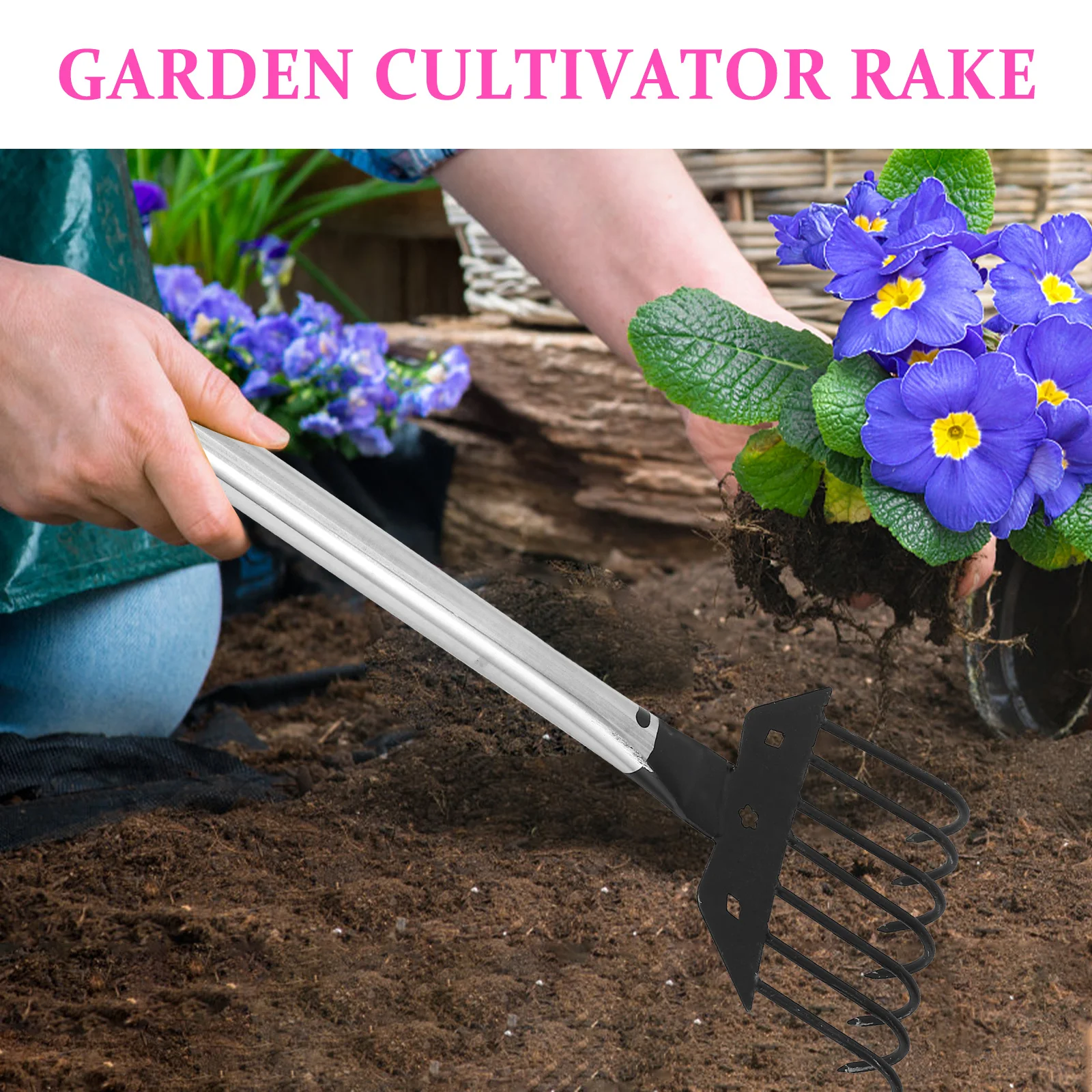 

Легкий садовый грабель с несколькими зубьями для рыхления почвы, посадки растений и ухода за садом, 1 шт.