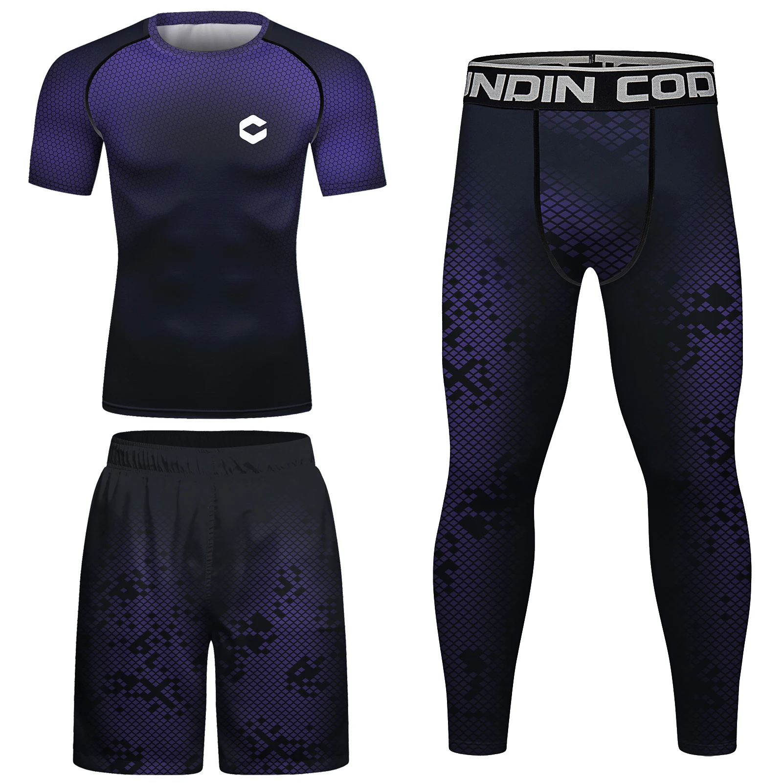 Rashguard Sportsuits men\'s Kimono Jiu Jitsu Mma T-shirt+Pants Sets Muay thai Shorts Bjj Rashguard Purple Men Gym Boxing Jerseys