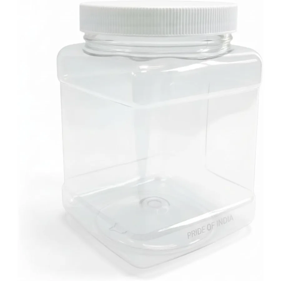 

Прозрачная пищевая пластиковая банка для хранения из ПЭТ с квадратной ручкой и крышкой, 64 жидкости, емкость для хранения 7-8 чашек, без BPA, США, сделано Pride Of