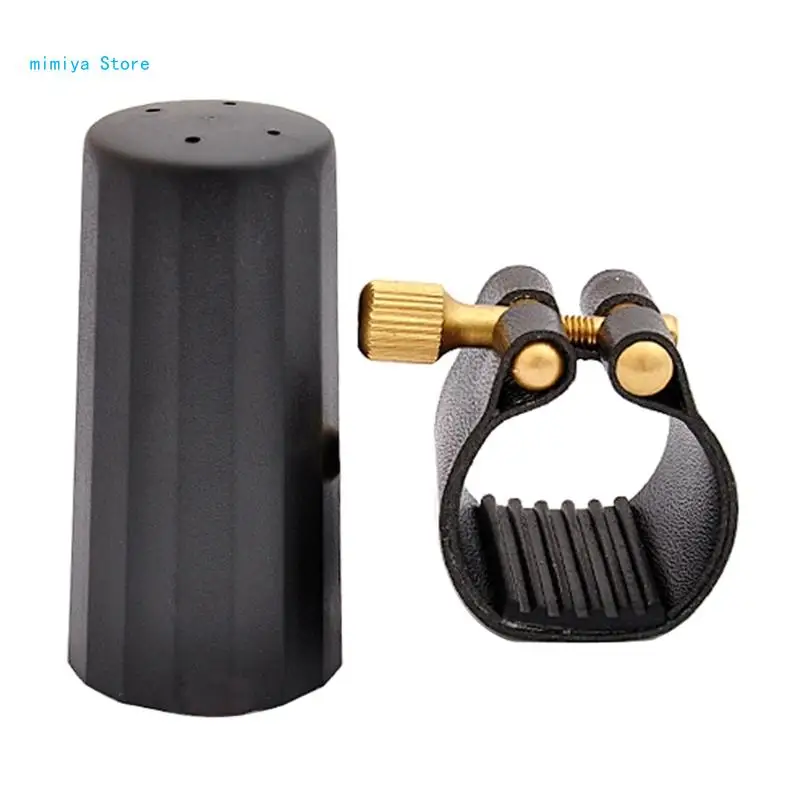 

pipi Alto Sax Plastic Mouthpiece & Leather Ligature Clip Buckle Musical Instrument Replacement Parts Durable