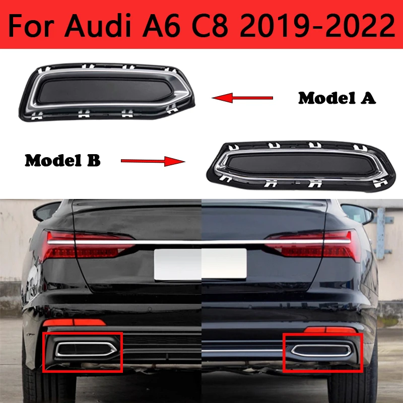 

Car Tail Throat Pipe Cover Trim Replacement Accessories Rear Lip Trim Plate Exhaust Port Trim Cover For Audi A6 C8 2019-2022
