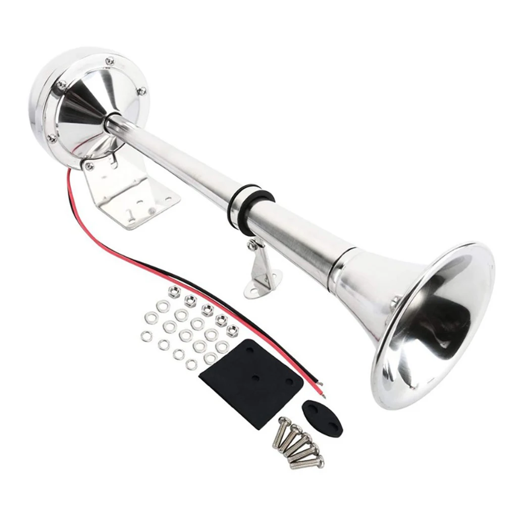 Metal Single Trumpet Electric Air Horn 12V 125DB Compact Loud Sound Kit for Car Truck Boat Train Accessories