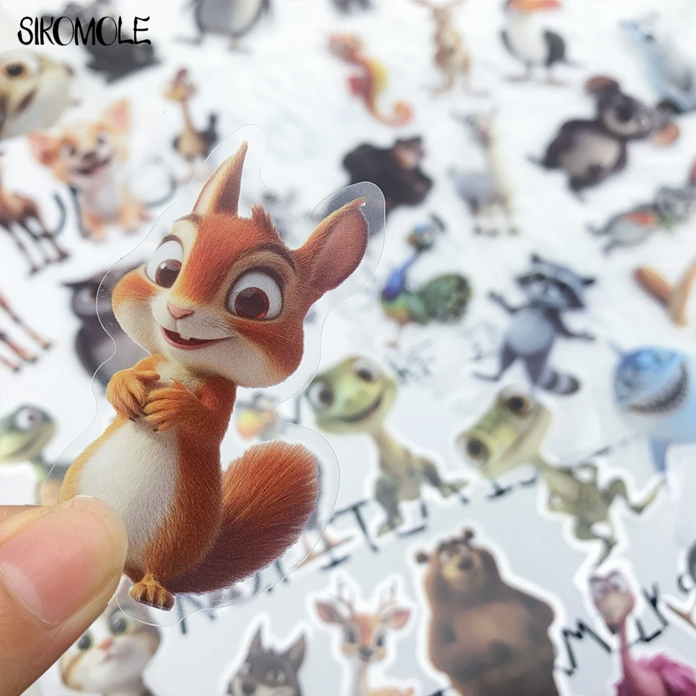 50 Uds. De pegatinas divertidas de animales pequeños de dibujos animados, calcomanías transparentes para mascotas, juguete de papelería, guitarra, bicicleta, portátil, equipaje, pegatina de Graffiti