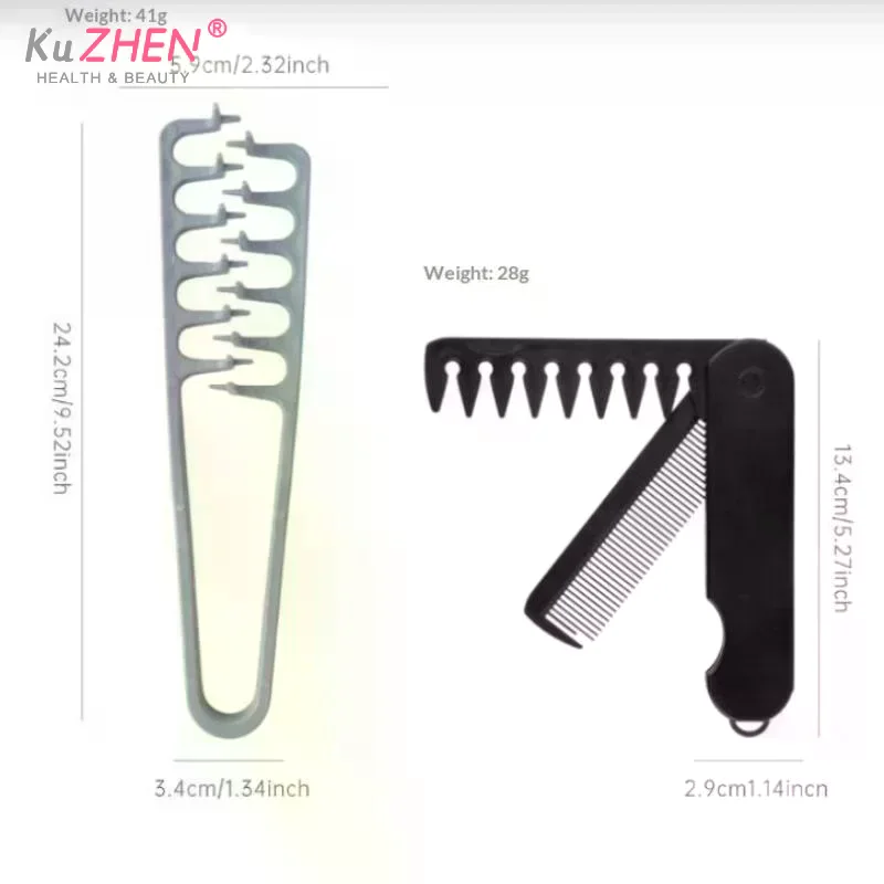 2Pc/Set Texture Comb Foldable Voluminous Wide Toothed Hair Comb Multi Functional Styling Tool For Men Women Folding Texture Comb