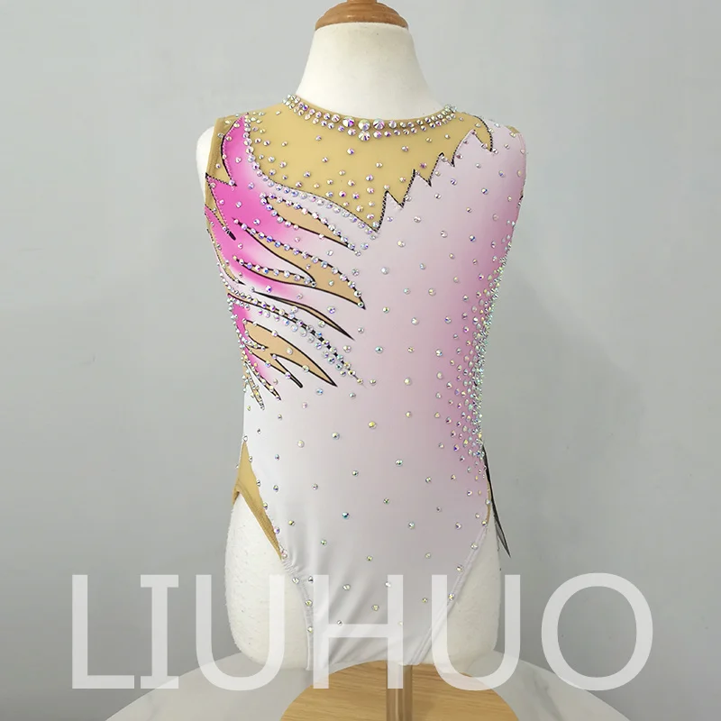 Synchronized Swimming Suit With Rhinestones Swimsuit Girls Competition Dress