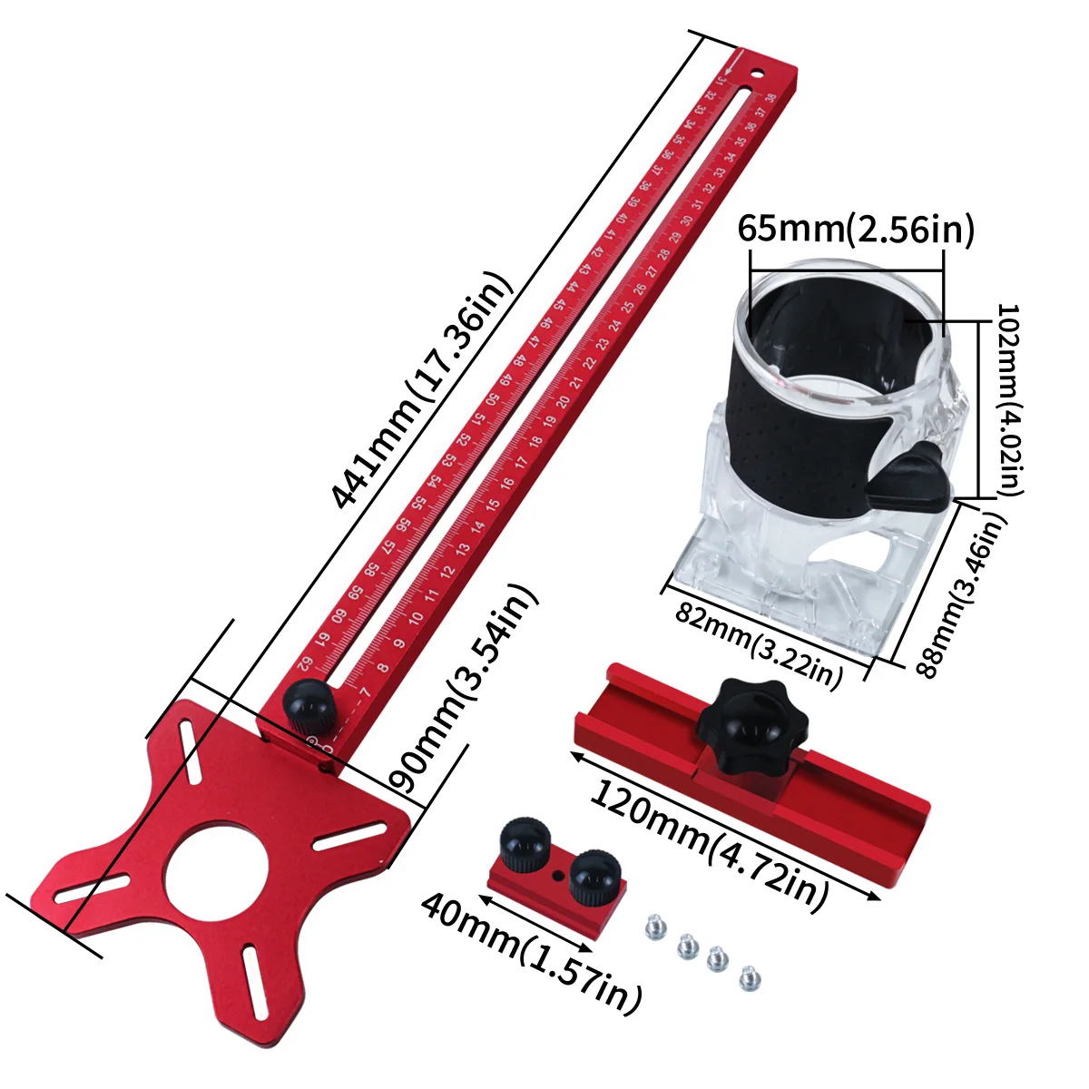 

Diy Tools 4 in 1 Router Milling Groove Bracket Cabinet Hardware Jig Aluminum Router Circle Cutting Woodworking Cabinet Hardware