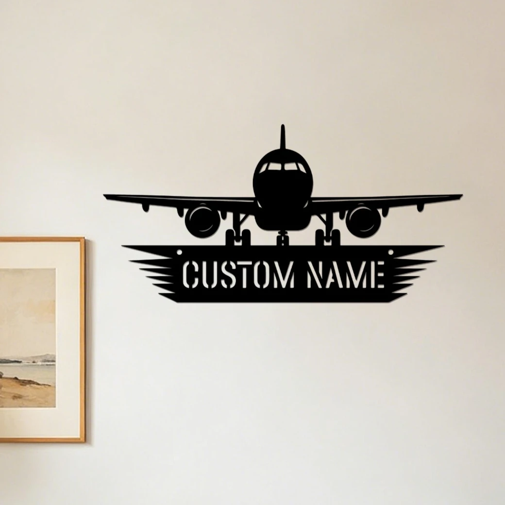 Custom Airplane Metal Wall Ornament, Personalized Name, Home & Porch Decor, Gift for Birthday/Wedding/Holidays/Anniversaries