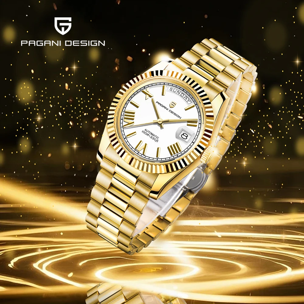 PAGANI DESIGN 2025 Nuovi orologi DD40 Orologi automatici di lusso in oro bianco per uomo TMI NH36A Orologio meccanico in acciaio inossidabile con data