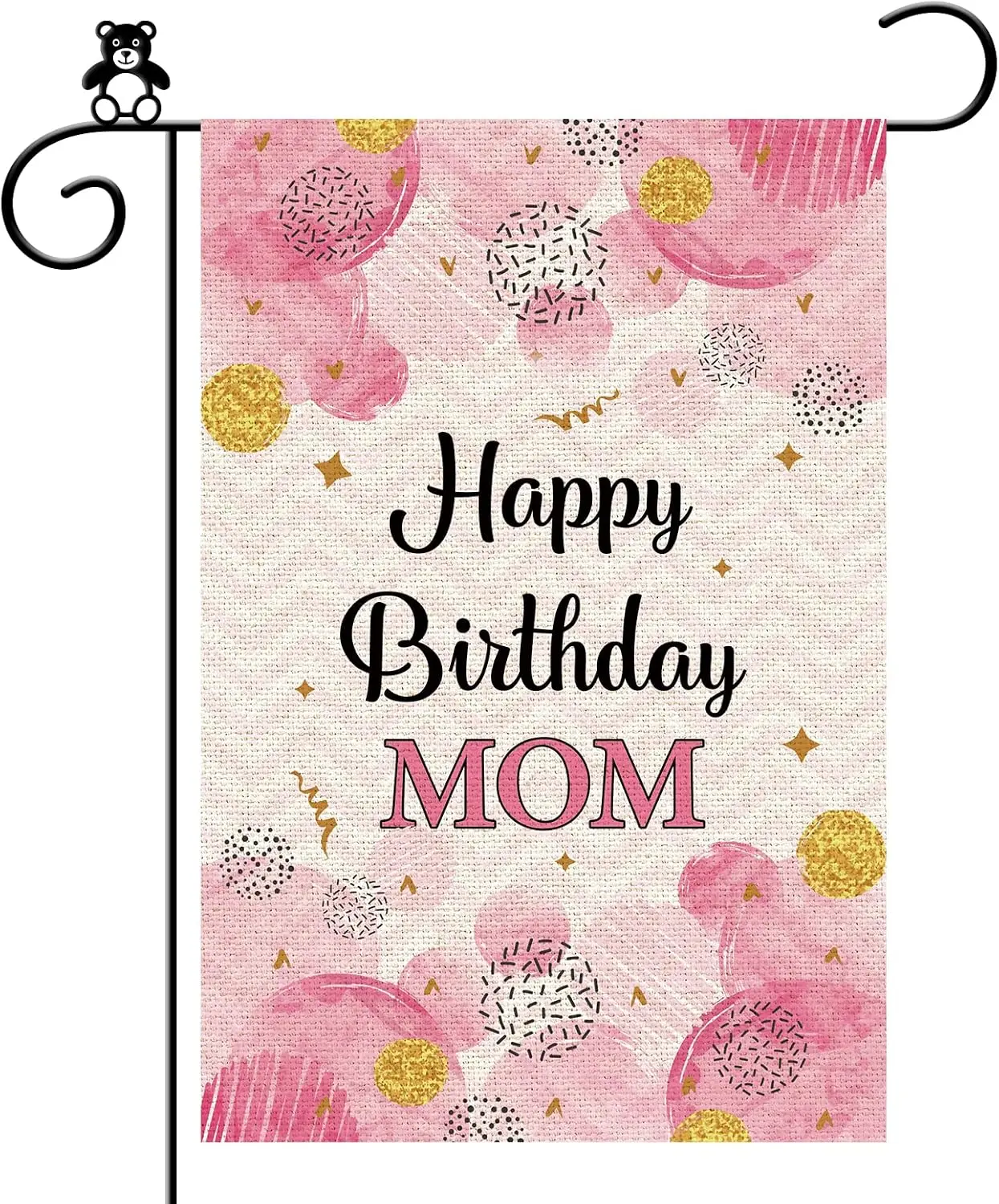 Happy Birthday Mom Garden Flag, Best Mother Gift Mama Birthday Banner Garden Flag Yard Outdoor Decor Sign, 12 x 18