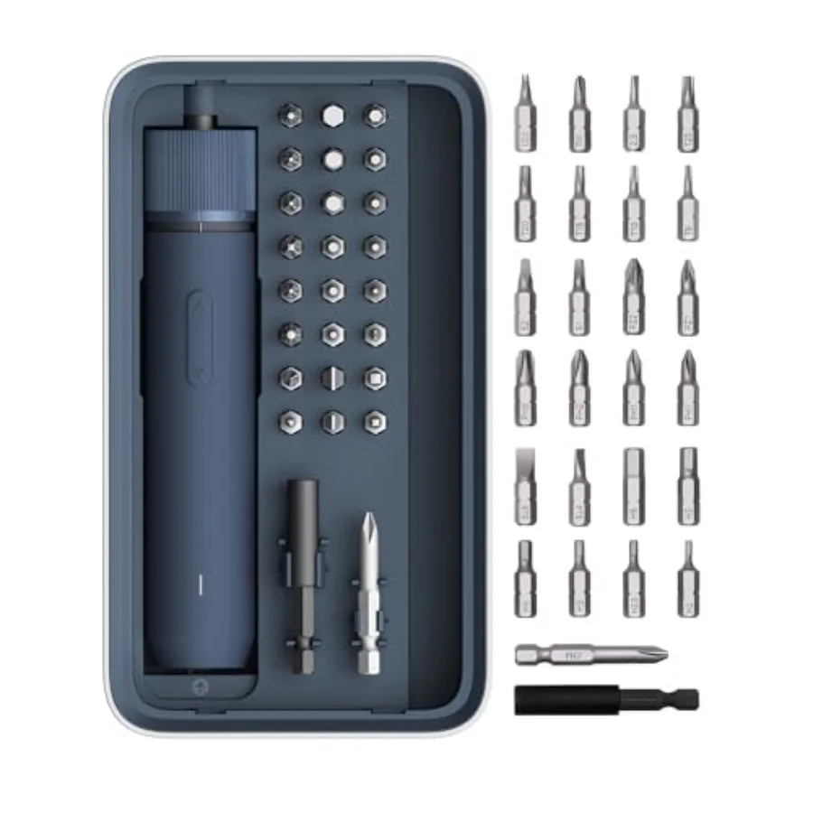 

25-Piece Upgraded Electric Screwdriver Kit, 1/4'' Hex, Magnetic Lid, 1500mAh Rechargeable Cordless Screwdriver, LED Light, Idea