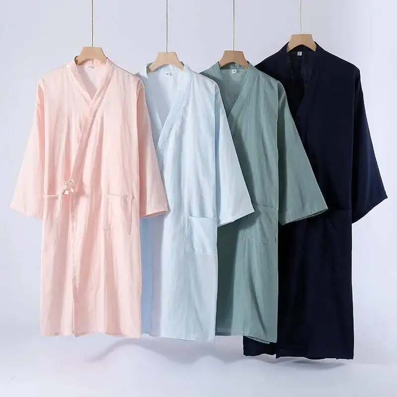 Couple Kimono Robes For Men Women Homewear Loose Large Size Spring And Summer Thin Bathrobe Sweat Clothes