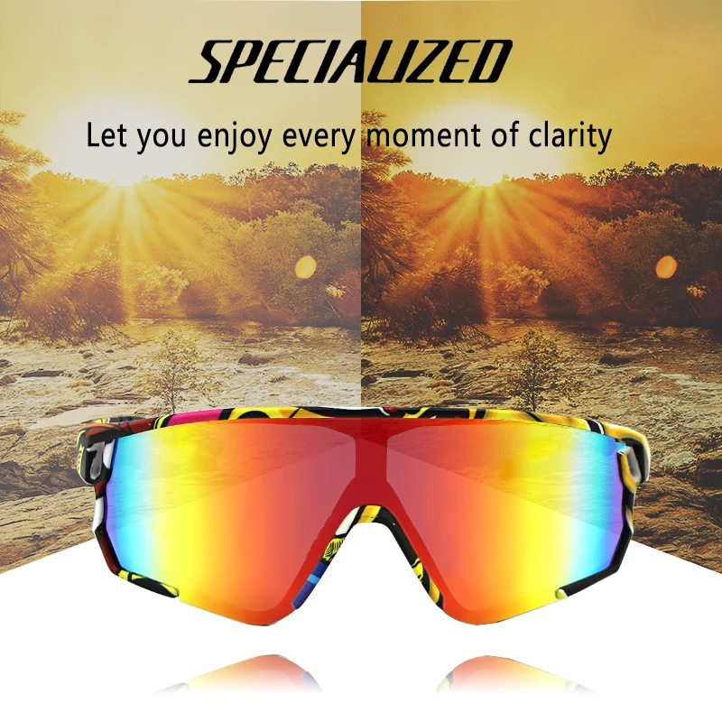 Cycling Glasses Women Men UV400 Mirror Sports Sunglasses Wraparound Biking Goggles Running Hiking Golf Fishing Driving with Box