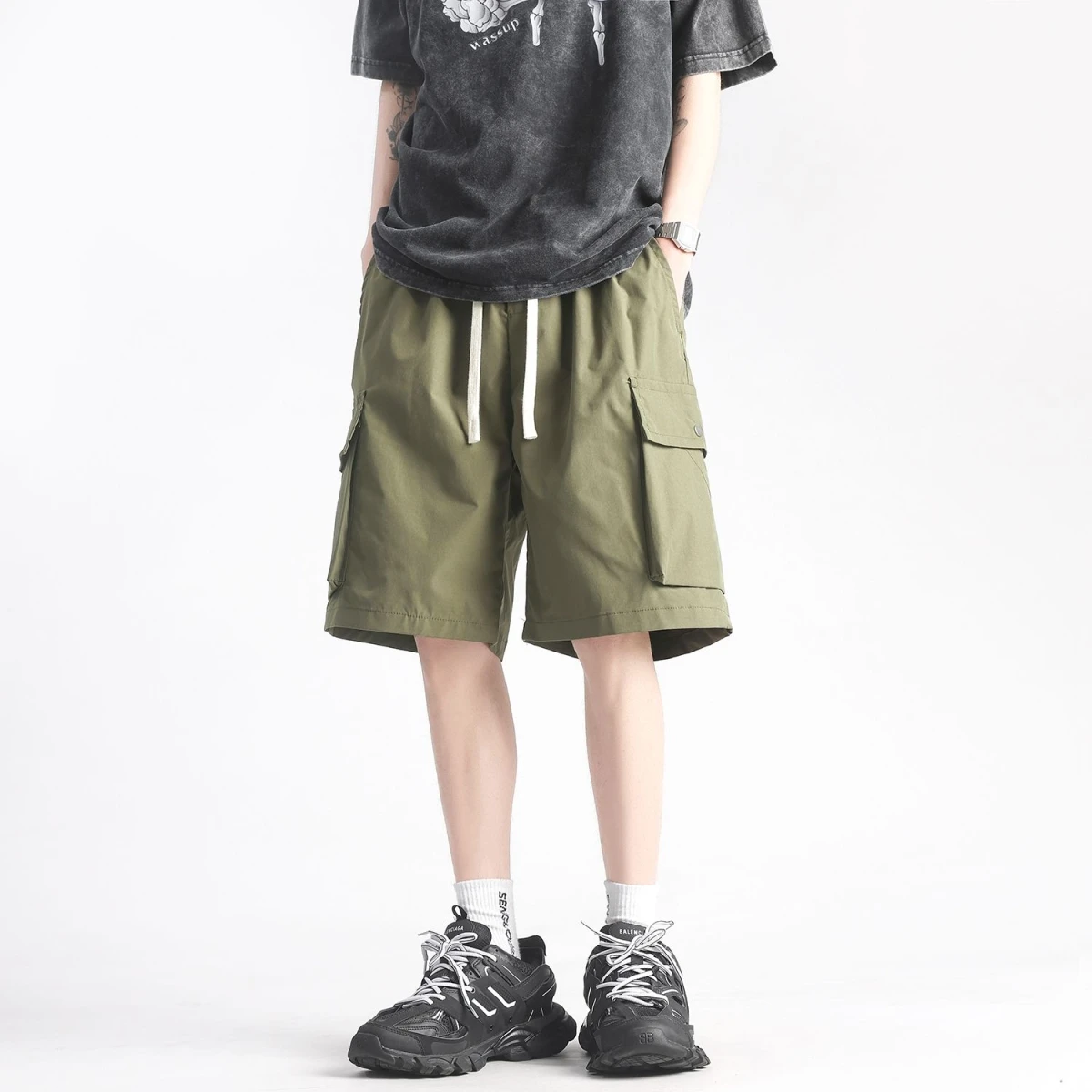 

Мужские рабочие шорты в американском стиле, тонкие, повседневные, длиной до колена, унисекс, летние, модные, легкие, из полиэфирного волокна