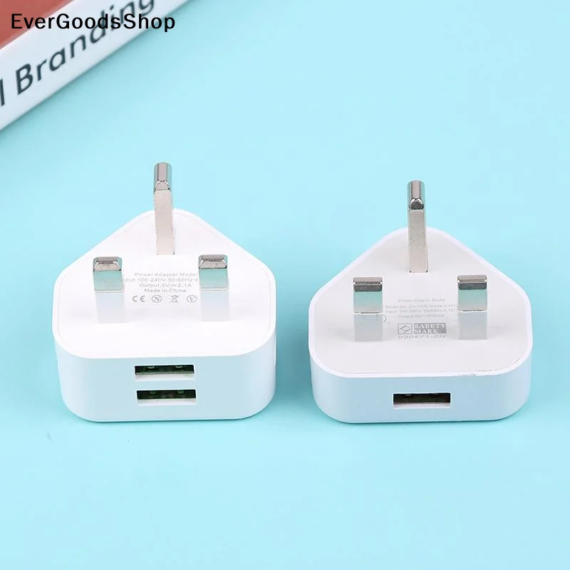 New Universal UK Plug 3 Pin Wall Charger Adapter With 1/2 USB Ports Charging For Iphone 11 For Samsung/Huawei Charging Charger