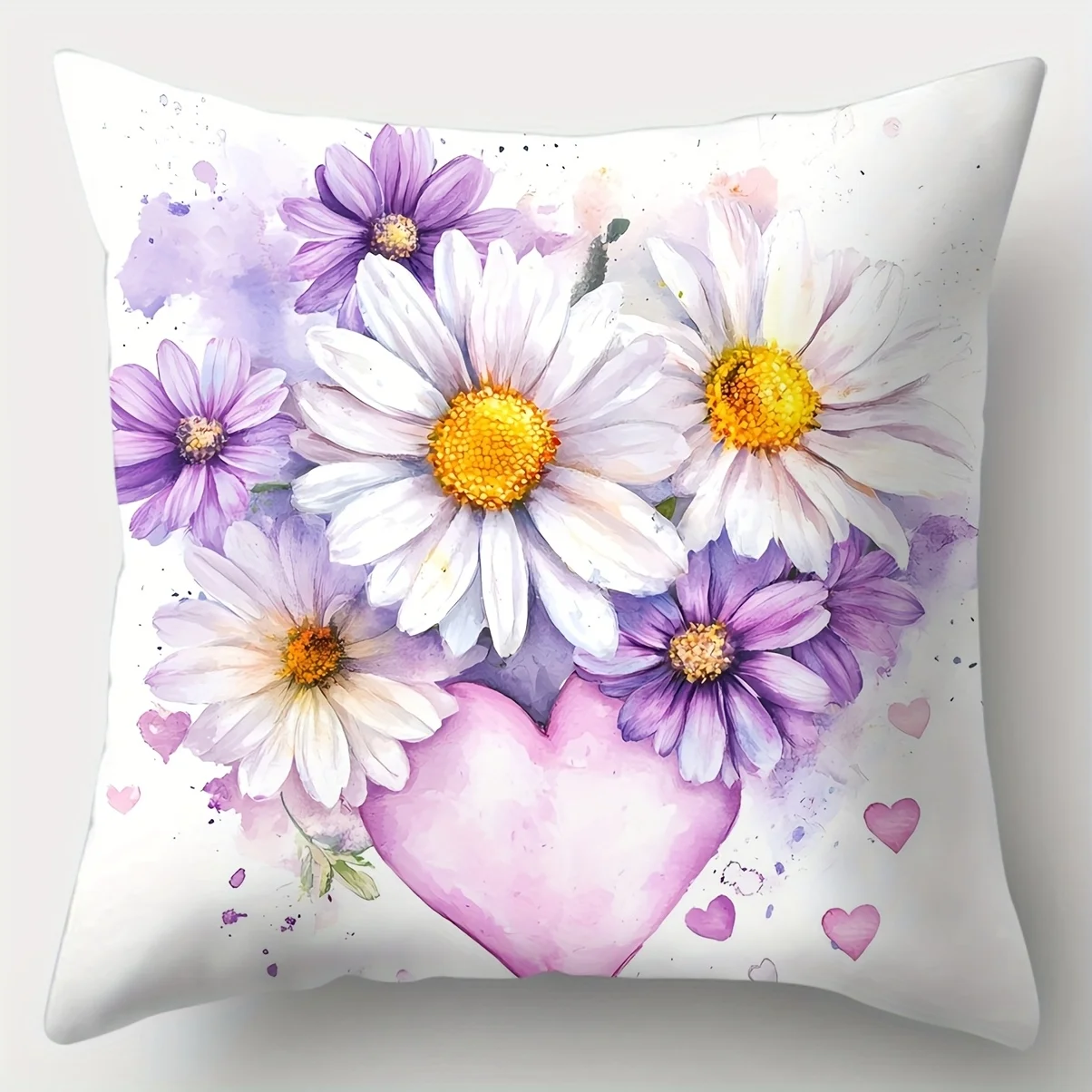 4 Pcs Watercolor Floral Pillowcase Set Cushion Covers for Bedroom Decor Romantic Spring Bouquet Home Throw Pillows