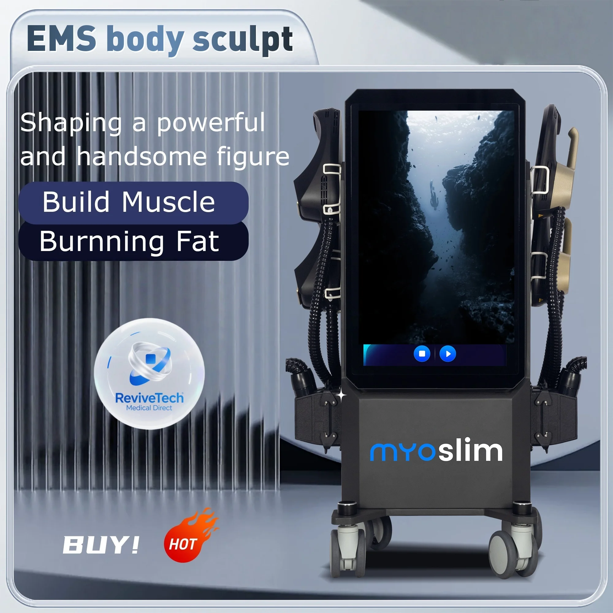 Myoslim CN تشكيل الجسم شاشة ملونة عمودية محمولة لإزالة بناء العضلات آلة تحفيز العضلات لإنقاص الوزن العمودي