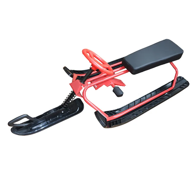Steering-wheel Snow Scooter, Non-motorized Sled, Telescoping Tow Rope, Adjustable Winter Sled for Kids and Adults