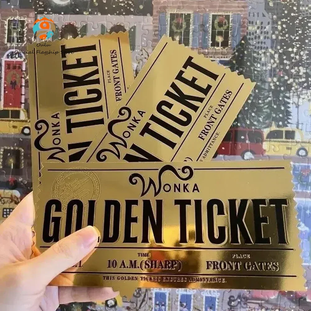 Charlie And The Chocolate Factory Wonka Golden Ticket Anime Gold Voucher Bookmark Desk Decoration Christmas Gift For Kids