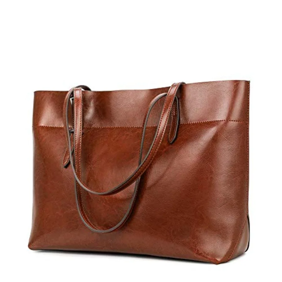 Kattee Vintage Genuine Leather Tote Shoulder Bag for Women Satchel Handbag with Top Handles