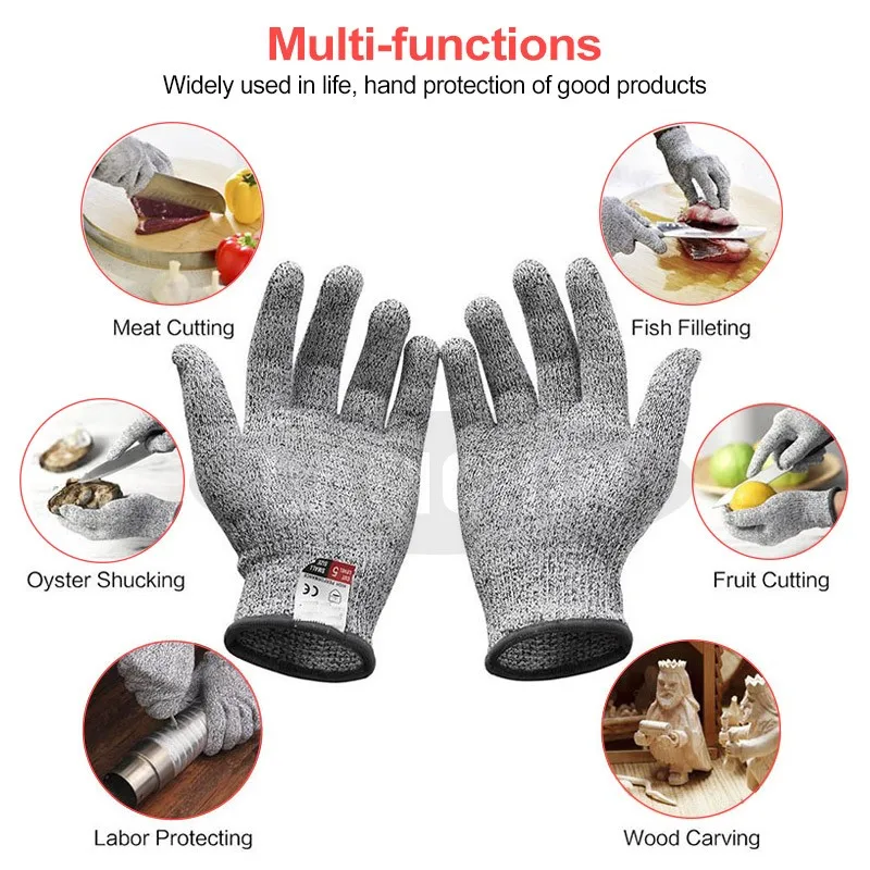 Guantes de seguridad a prueba de Cortes, manoplas de Metal, alambre resistente a puñaladas, corte de carnicero, cocina, pescado, jardinería, Nivel 5