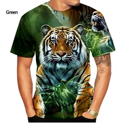 2022 new fashion men's 3D tiger print T-shirt summer short-sleeved sweatshirt quick-drying ultra-thin men's clothing