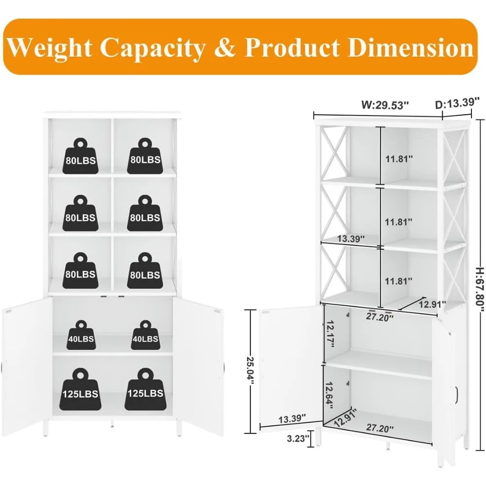 ชั้นวางหนังสือทรงสูงสไตล์อินดัสเทรียลพร้อมบานประตูและช่องเก็บของแบบลูกบาศก์
