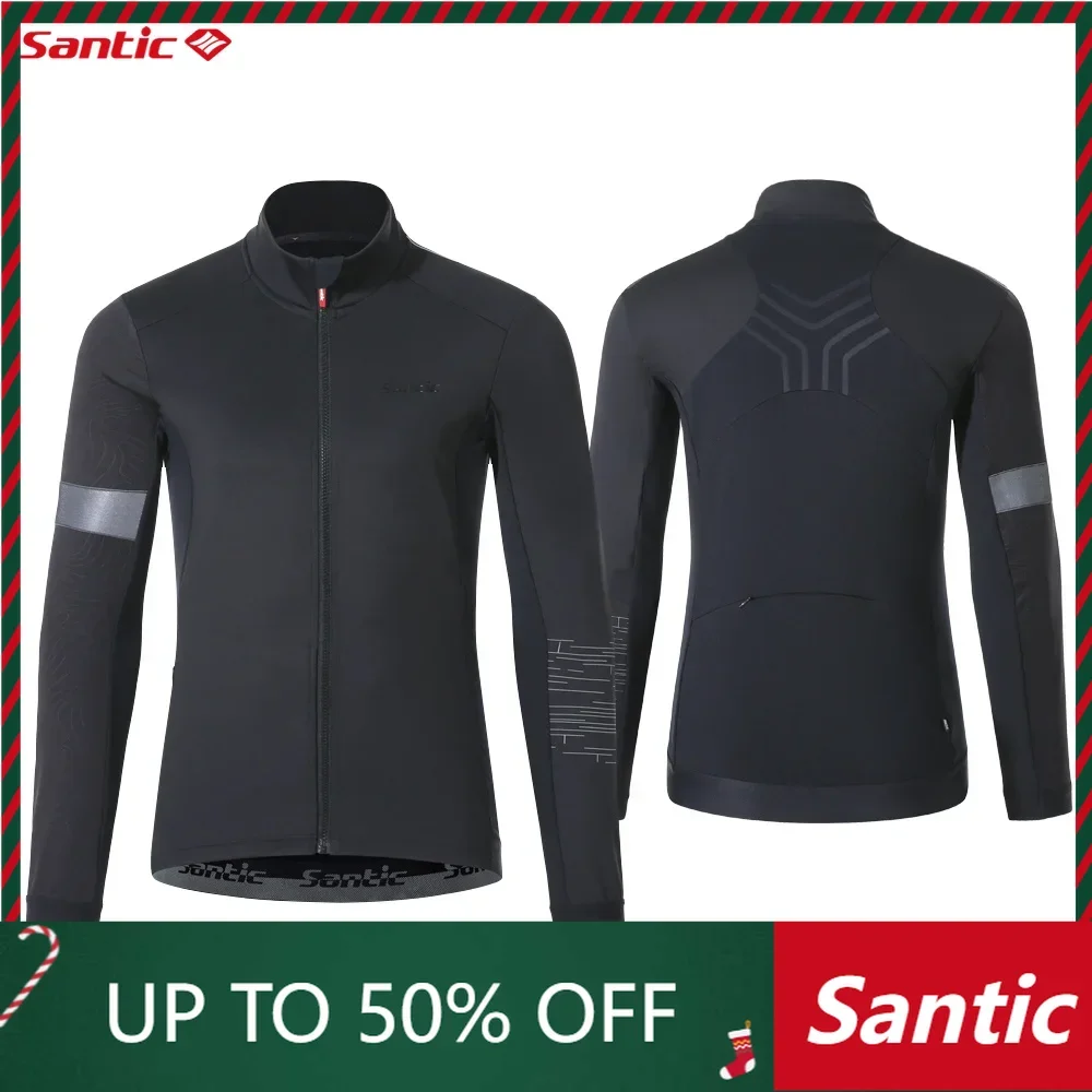 Santic Men\'s Cycling Jackets Windproof  Warm Winter Cycling Jackets With Pockets Thermal MTB Bike Clothes M1C01137H