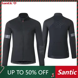 Santic Men's Cycling Jackets Windproof  Warm Winter Cycling Jackets With Pockets Thermal MTB Bike Clothes M1C01137H