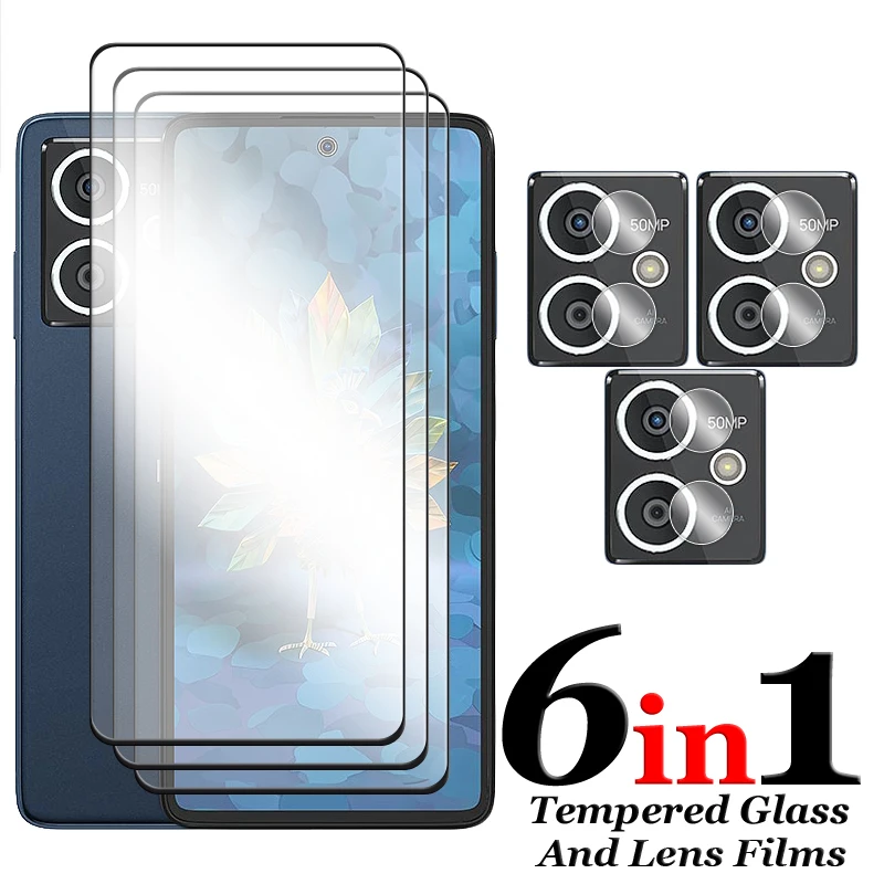 

6in1 For HMD Crest Glass For HMD Crest Tempered Glass 6.67 inch 2.5D Full Cover Glue Screen Protector For HMD Crest Lens Film