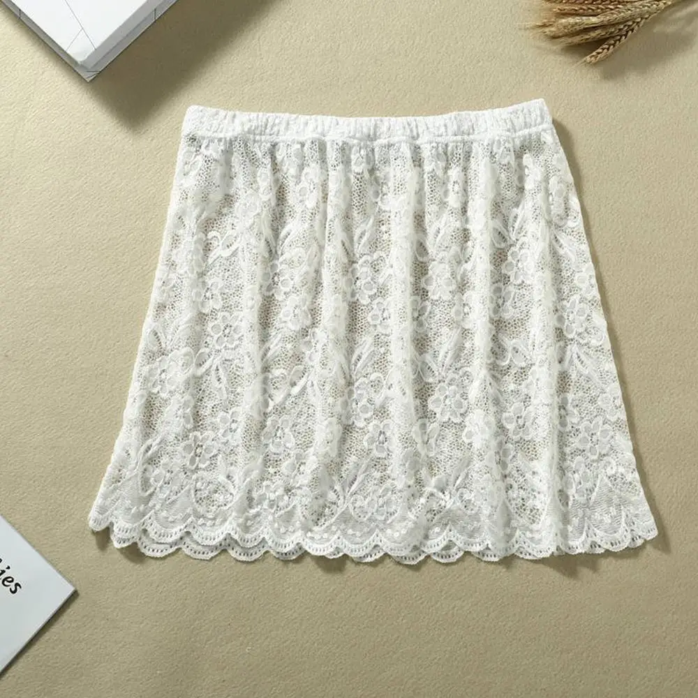 Lace Trim Fart Curtain High Waist Fake Hem Layered Wear Sweatshirt Half Skirt Small Butt Curtain A-Line Short Bottom Cover Skirt