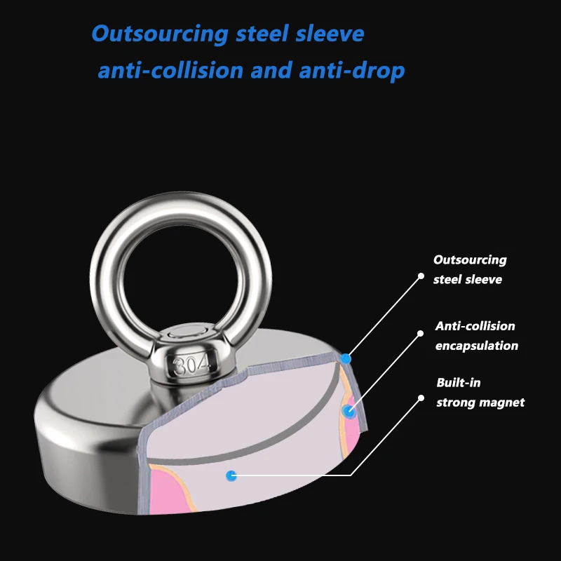 

Fishing Magnets, 110lb 242lb 529lb 771lb Pull Force Super Strong Heavy Duty Rare Earth Neodymium Search Magnet For River Fishing