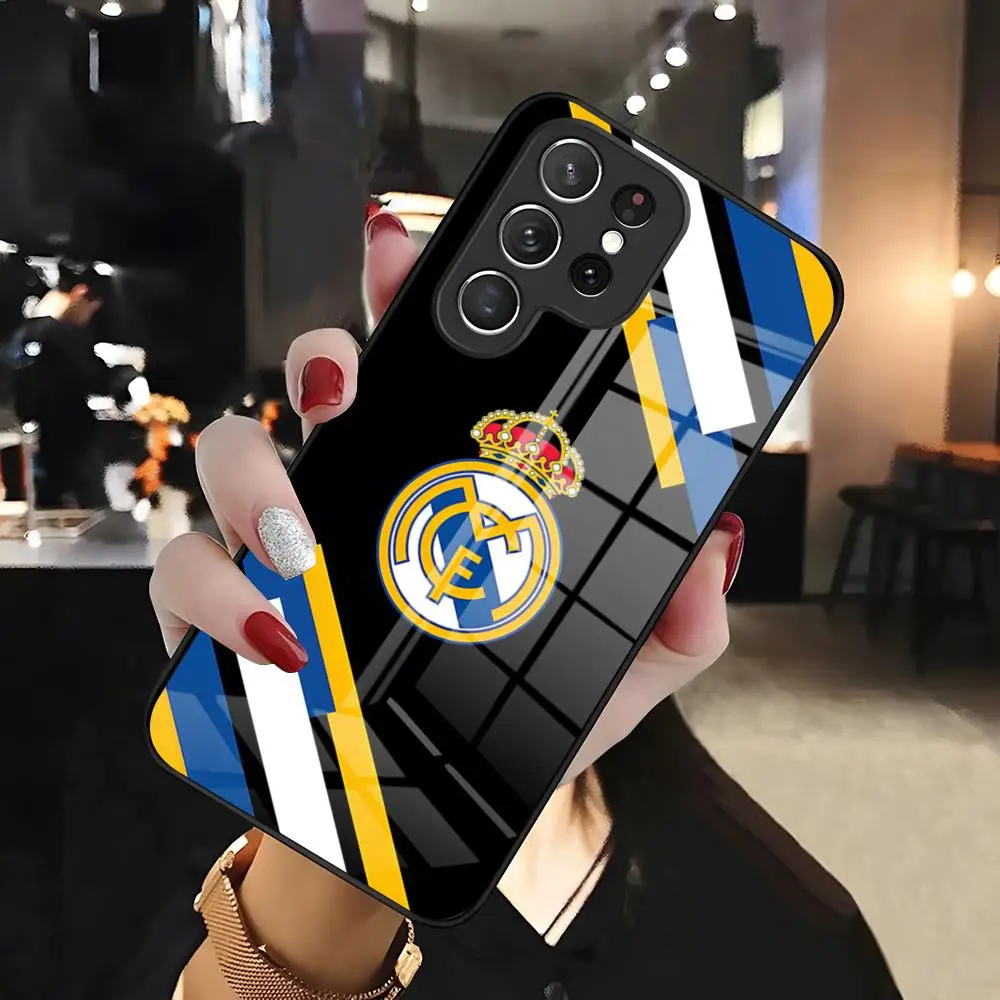 Etui na telefon R-ReaL M-MaDriDS FC do Samsunga S26 S25 Edge Ultra 24 23 22 21 Ultra Plus Fe A55 56 15 4G 5G, szklana obudowa — zdjęcie produktu 5