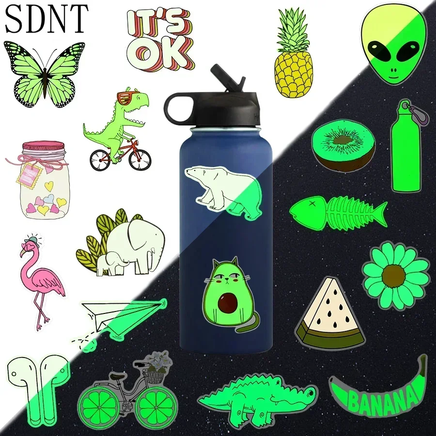 20 PCS Glow in the Dark Kawaii Stickers for Children Girl Cute Neon Waterproof Vinyl Sticker for Bike Car Laptop Sticker Pack