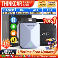Herramientas automotrices MUCAR BT200 MAX AI ELM327 OBD2 Escáner Bluetooth CANFD Herramienta de escaneo bidireccional 15 Reinicio Diagnóstico completo del sistema Actualización gratuita Lector de códigos