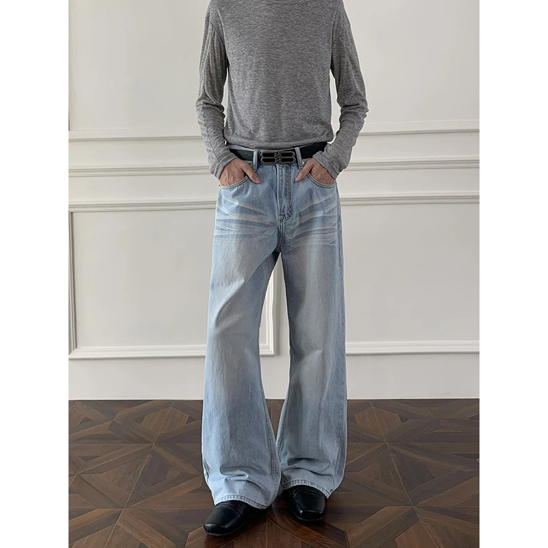 

2025 Plus Size M-5XL Slim Fit Straight Leg Jeans Zip Button Fly Distressed Denim Pants with Whisker Wash Stretch Comfort Jeans