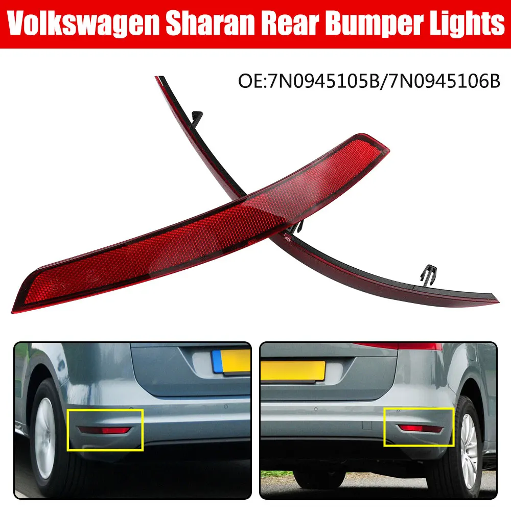 Duad Rear Reflector L.R Reflector Rear Light suitable For VW Sharan 7N 2011-2016 Rear bumper light reflector