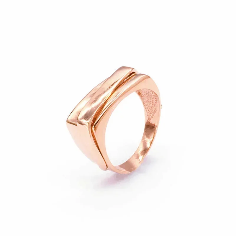 Refreshing Simple Irregular Square Glossy Rings for Women Classics Plated Rose Gold Ring Party Jewelry